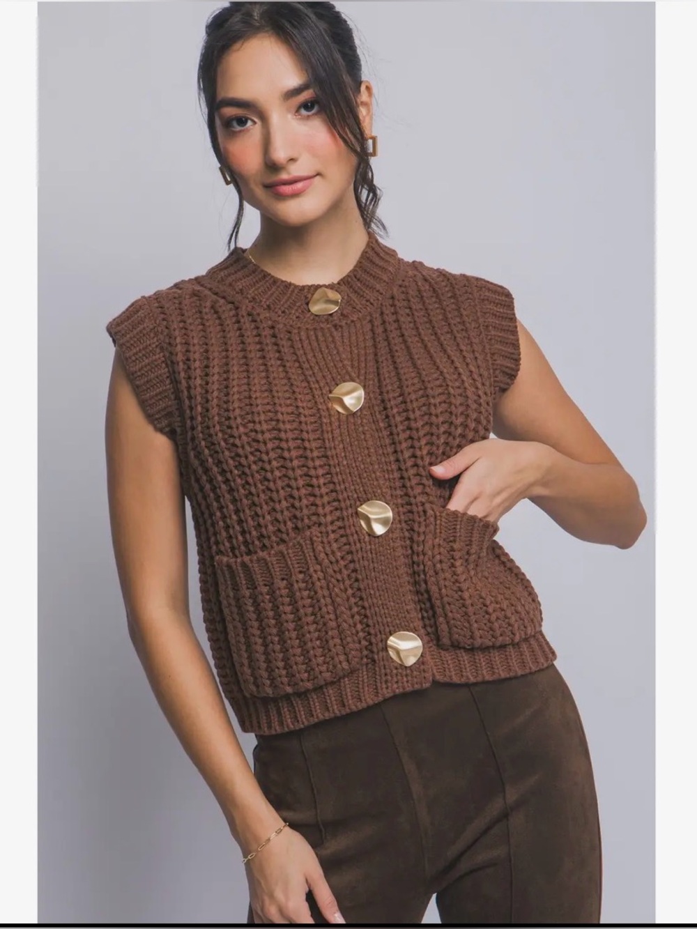 #60 Golden Button Sweater Vest
